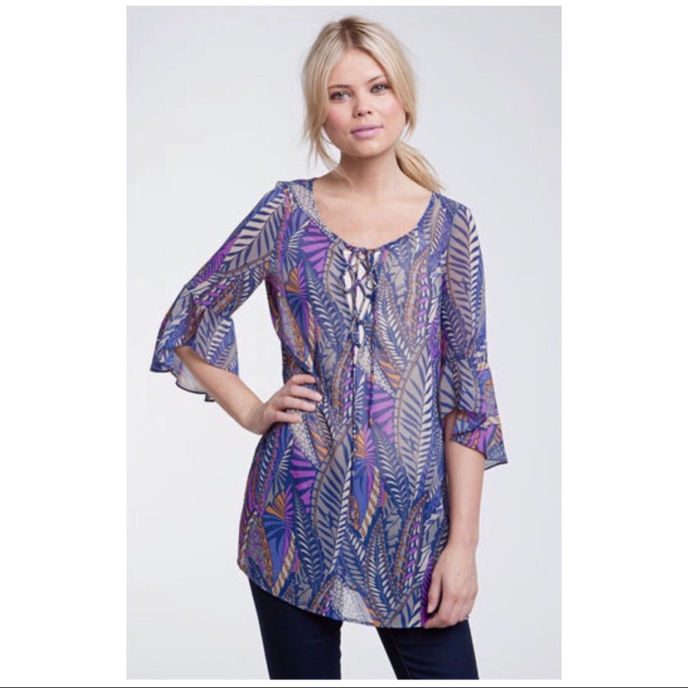 NWT Hinge Chiffon Print Oversize Tunic